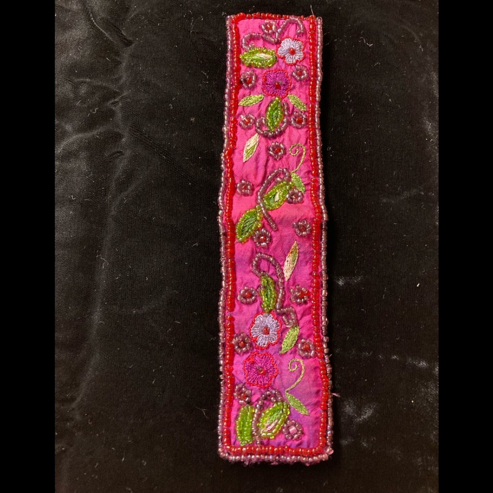 Beaded embroidered Velcro bracelet